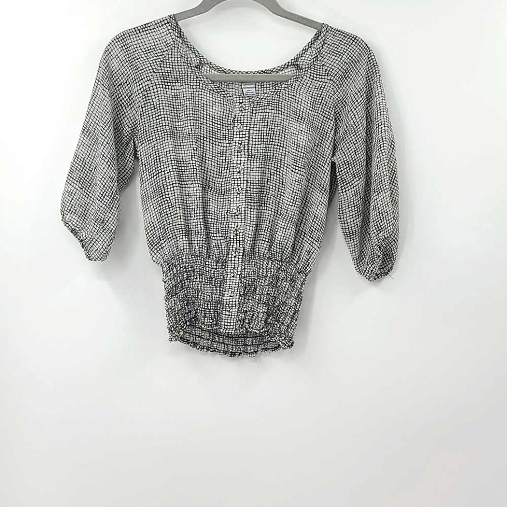 Poetry black and white smocked blouse. Size small